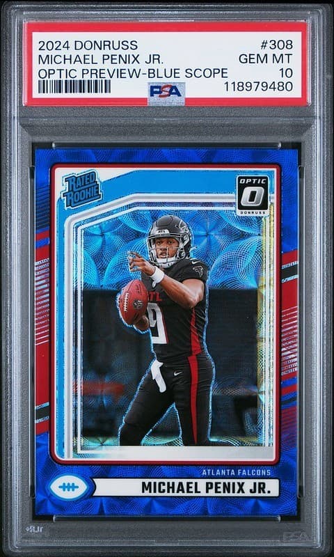 Michael Penix Panini Donruss #308 Optic Preview-Blue Scope