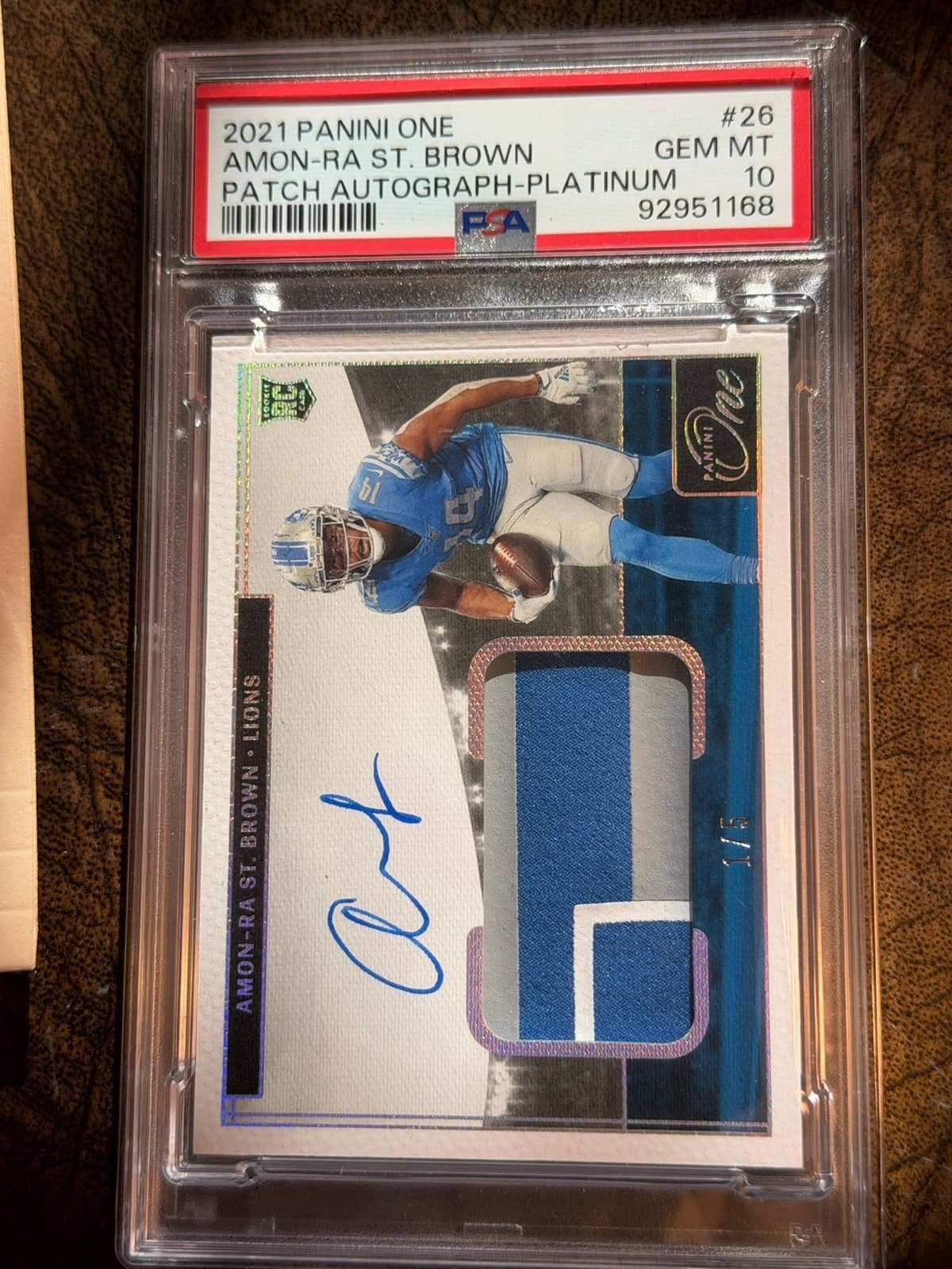 Amon-Ra St. Brown Panini One #26 Patch Autograph-Platinum