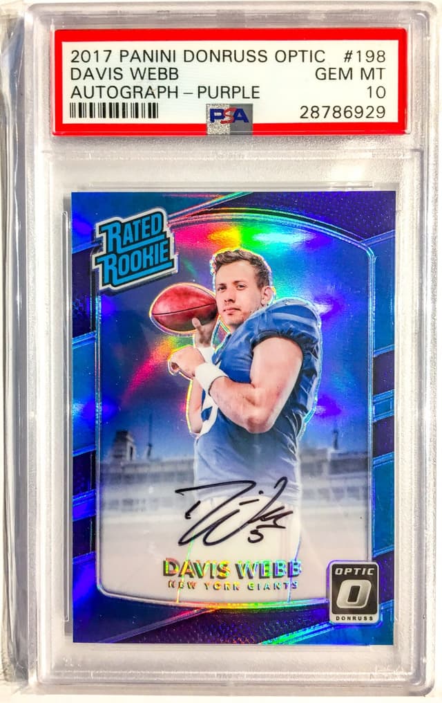 Davis Webb Panini Donruss Optic #198 Autograph-Purple