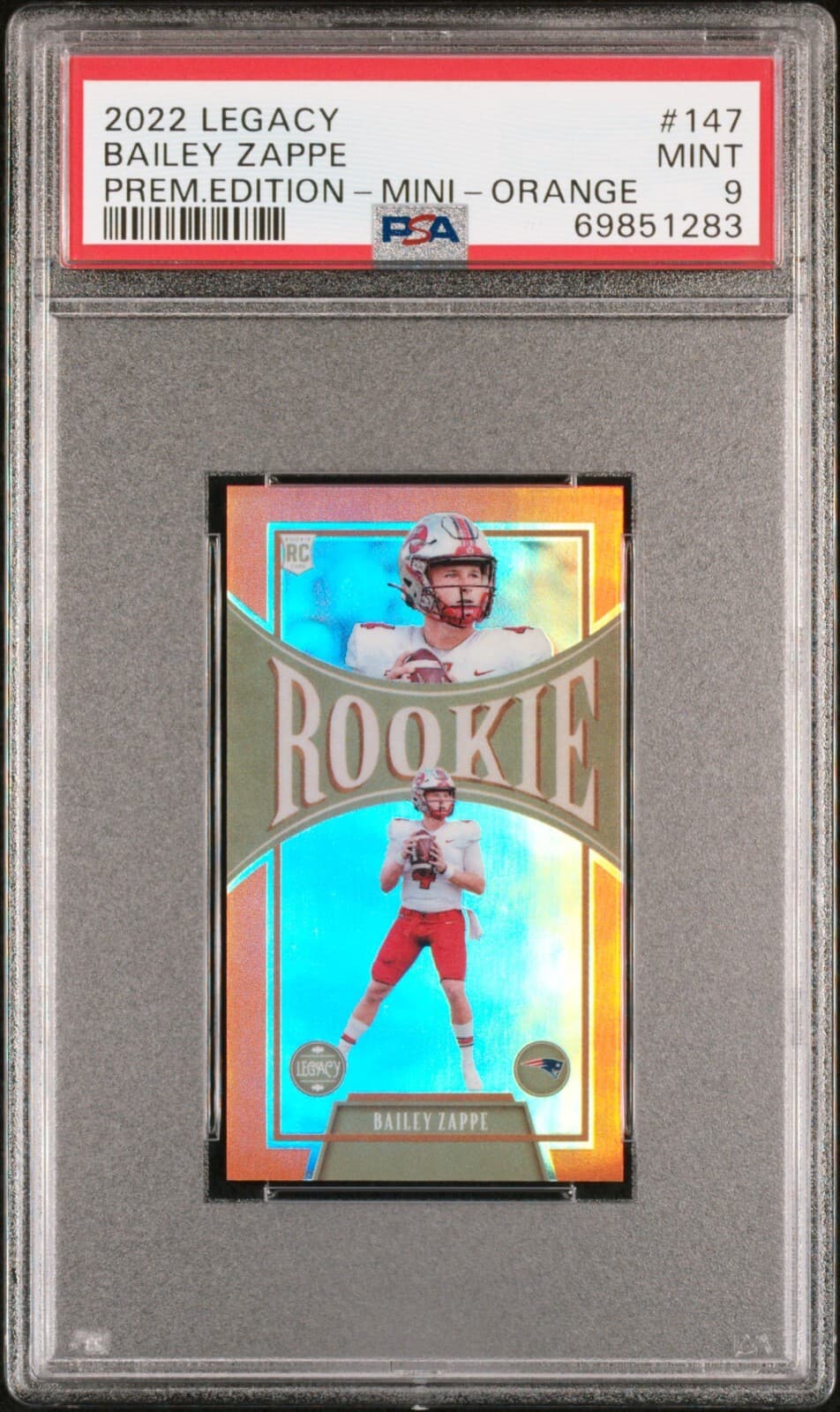 Bailey Zappe Panini Legacy #147 Premium Edition-Mini-Orange