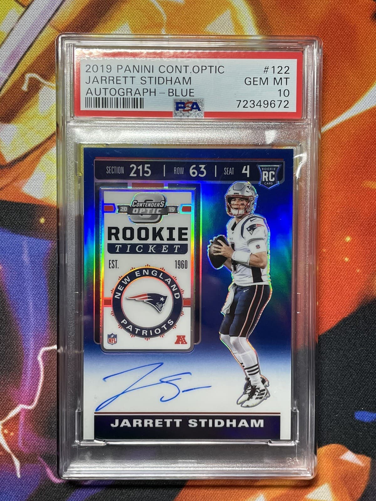 Jarrett Stidham Panini Contenders Optic #122 Autograph