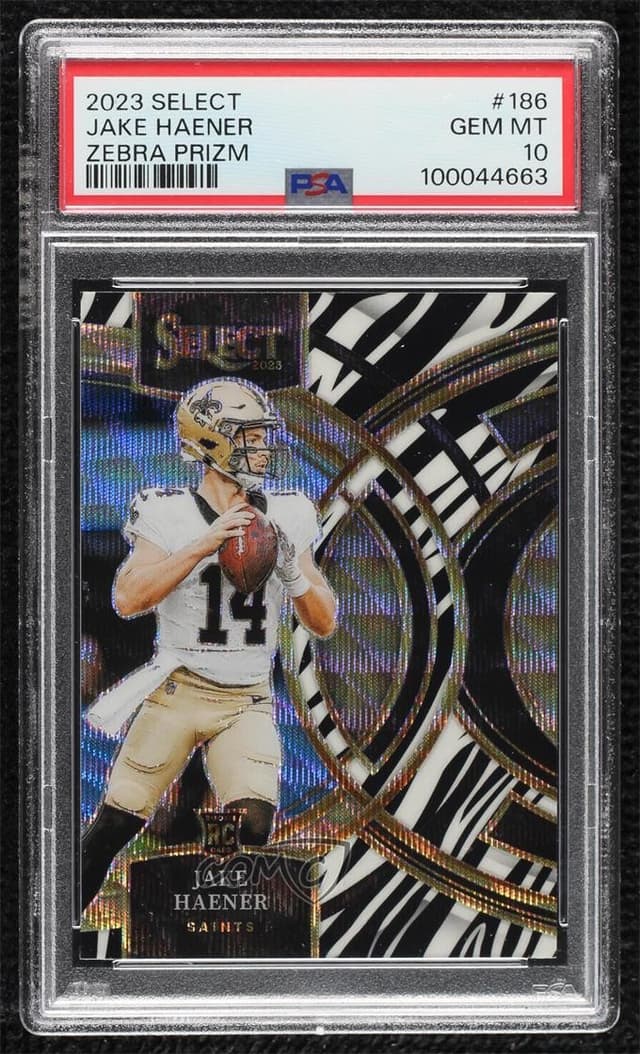 Jake Haener Panini Select #186 Zebra Prizm