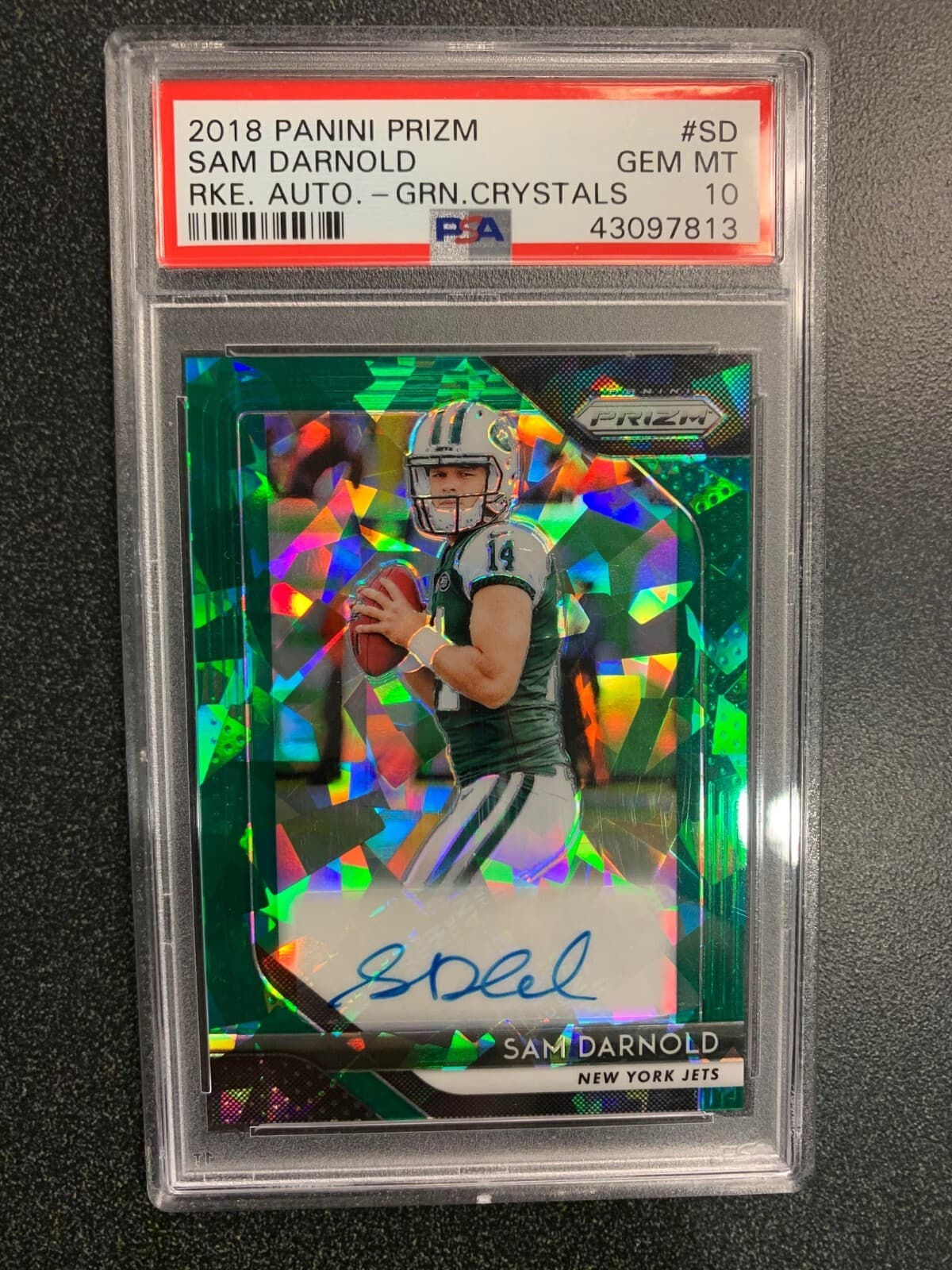 Sam Darnold Panini Prizm Rookie Autographs #SD Green Crystals