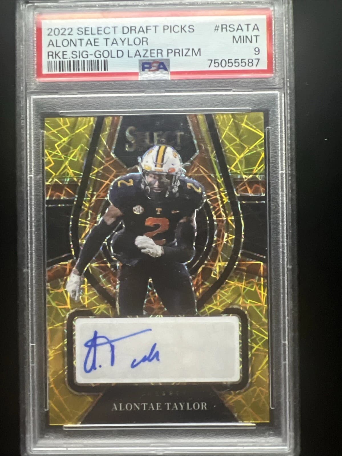 Alontae Taylor Panini Select Draft Picks Rookie Signatures #RSATA Gold Lazer Prizm