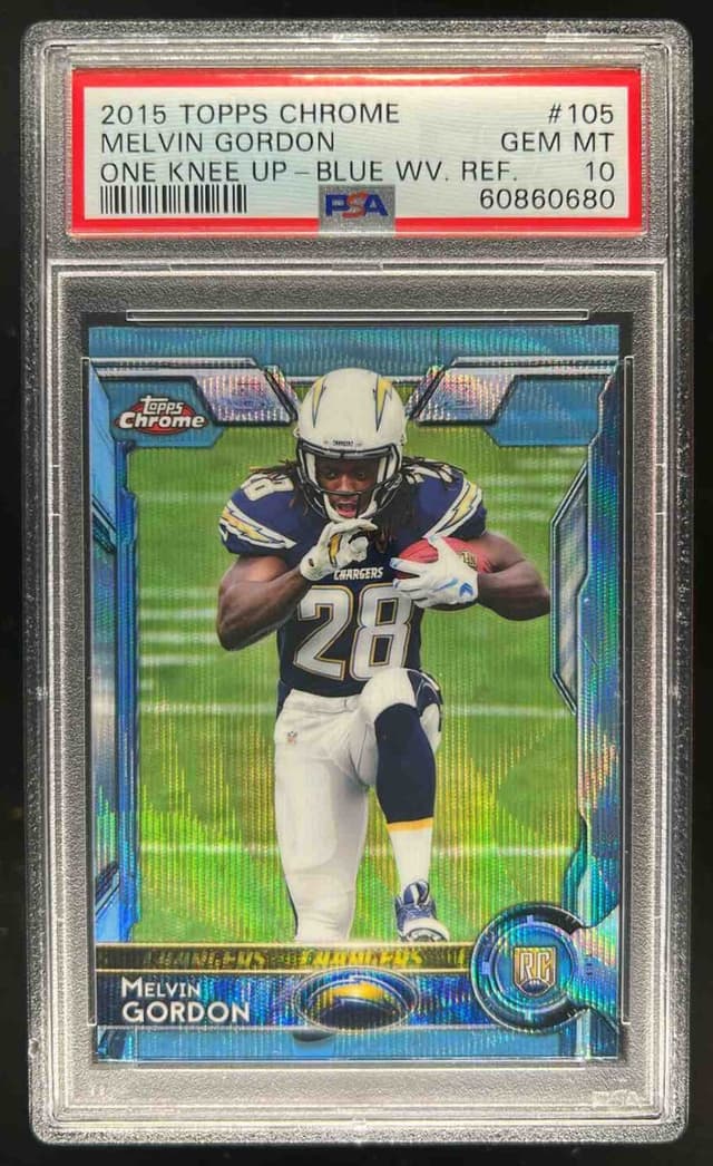Melvin Gordon Topps Chrome #105 One Knee Up-Blue Wave Refractor