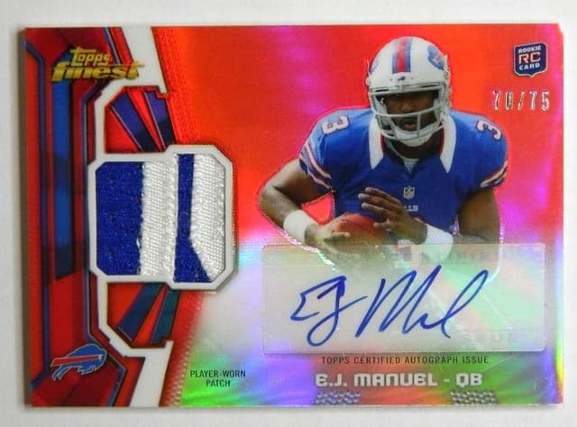 EJ Manuel Finest Rookie Autograph Patch #EJM Red Refractor
