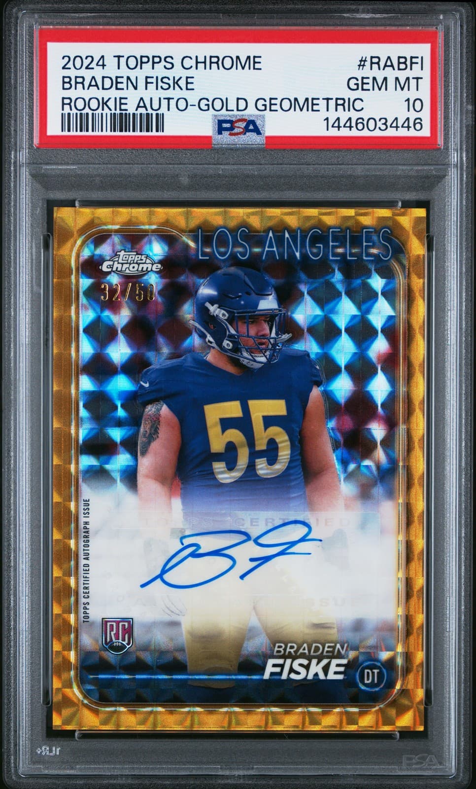 Braden Fiske Topps Chrome Rookie Autographs Variations #RABFI Gold Geometric