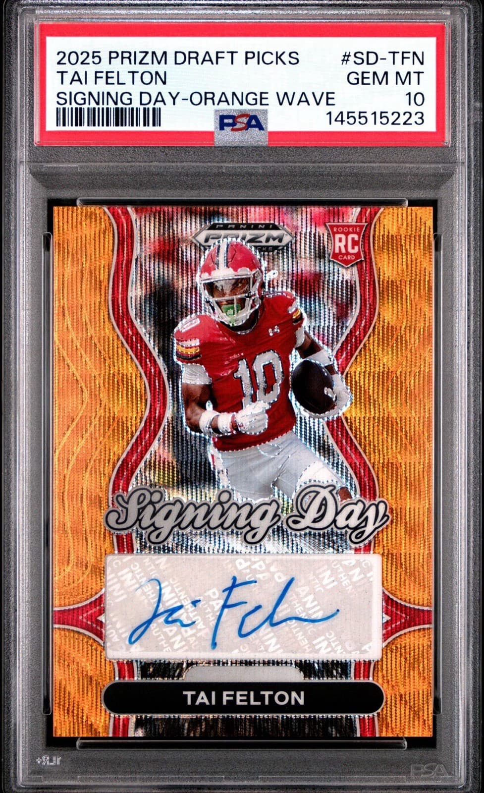 Tai Felton Panini Prizm Draft Picks Signing Day #SDTFN Orange Wave