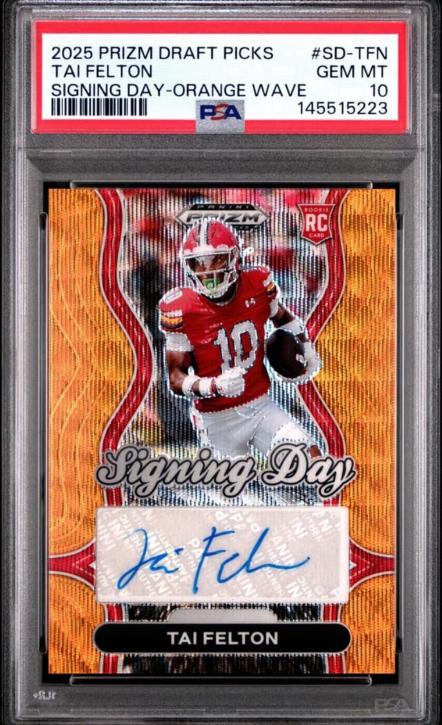 Tai Felton Panini Prizm Draft Picks Signing Day #SDTFN Orange Wave