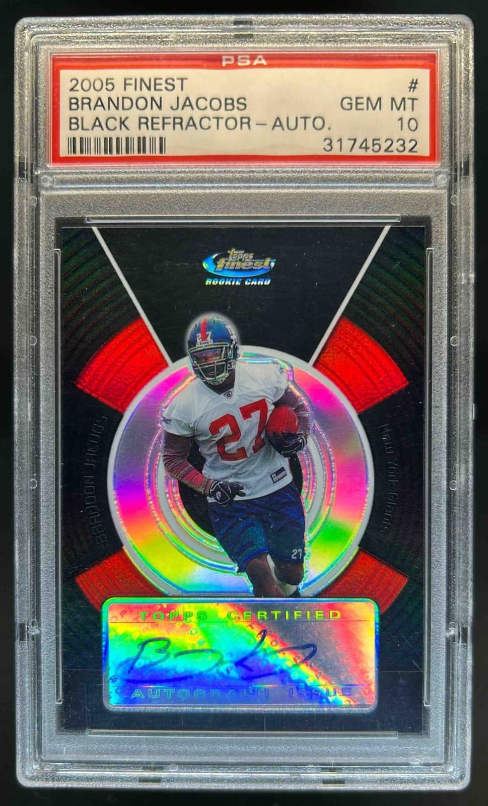 Brandon Jacobs Finest # Black Refractor-Autograph