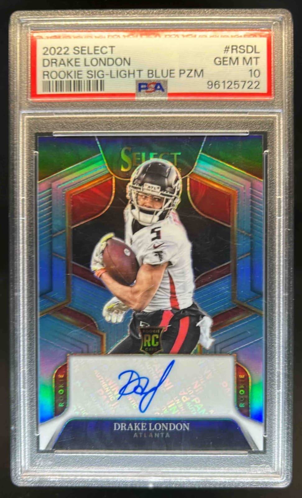 Drake London Panini Select Rookie Signatures #RSDL Light Blue Prizm