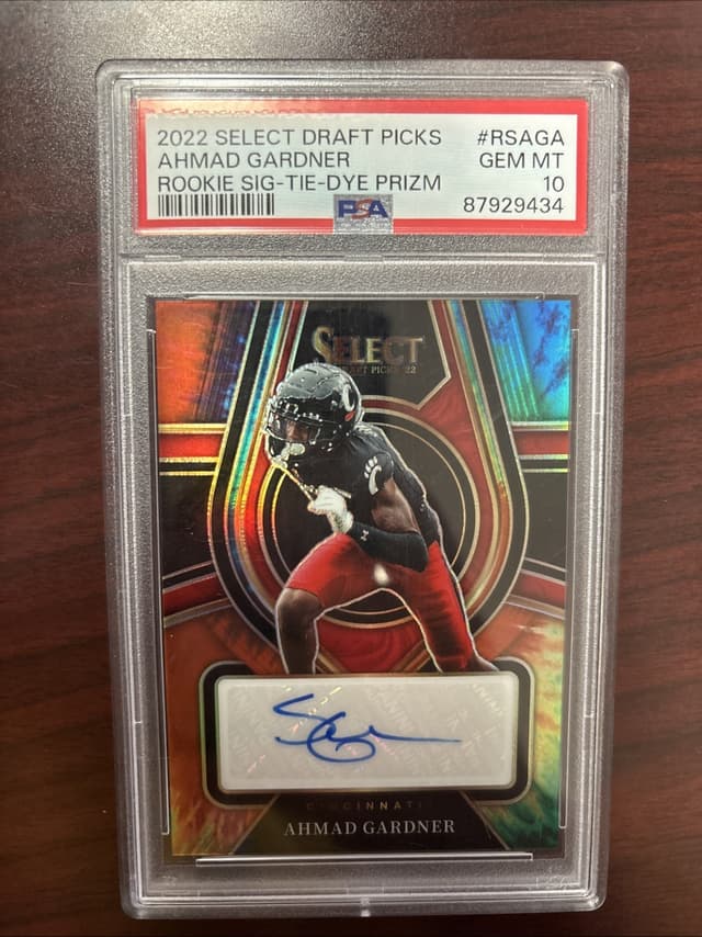 Sauce Gardner Panini Select Draft Picks Rookie Signatures #RSAGA Tie-Dye Prizm