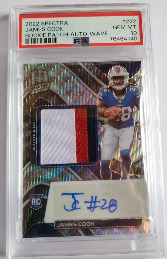 James Cook Panini Spectra #222 Rookie Patch Autograph-Wave