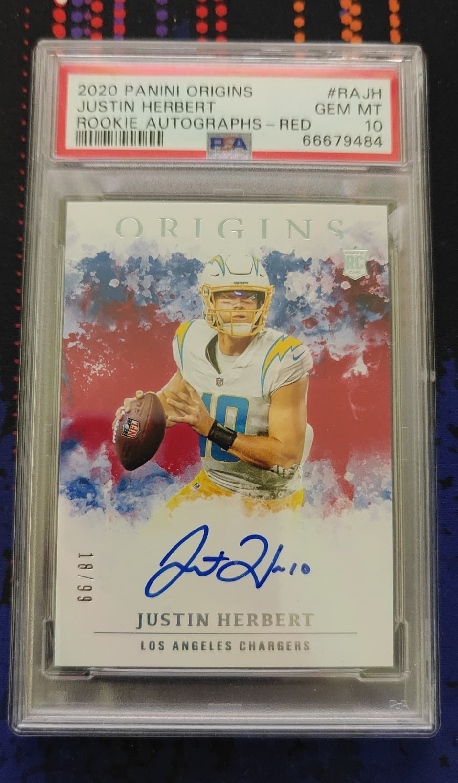 Justin Herbert Panini Origins Rookie Autographs #RAJH Red