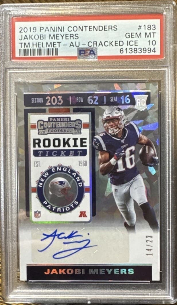 Jakobi Meyers Panini Contenders #183 Variation-Autograph-Cracked Ice