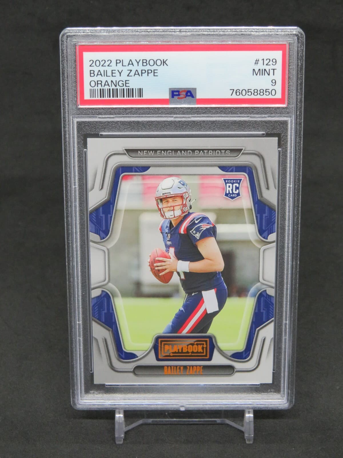 Bailey Zappe Panini Playbook #129 Orange