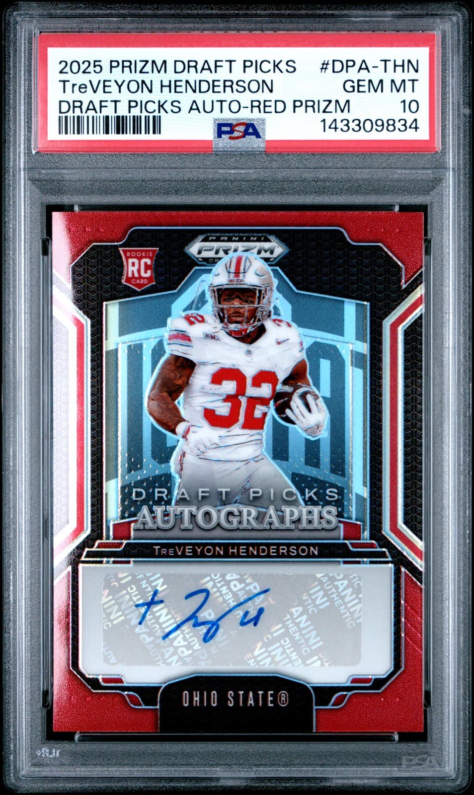 TreVeyon Henderson Panini Prizm Draft Picks Draft Picks Autographs #DPATHN Red Prizm