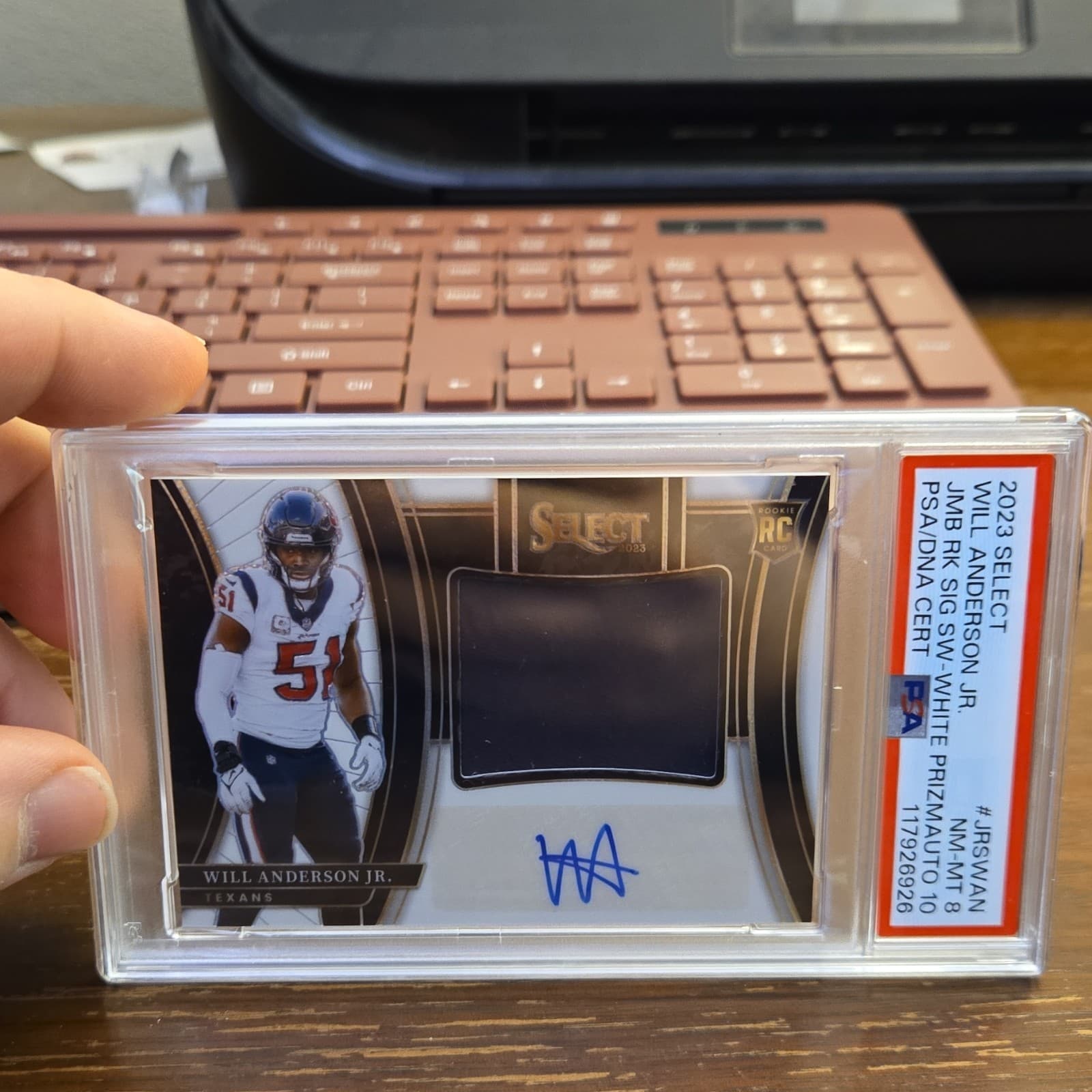 Will Anderson Panini Select Jumbo Rookie Signature Swatches #JRSWAN Base