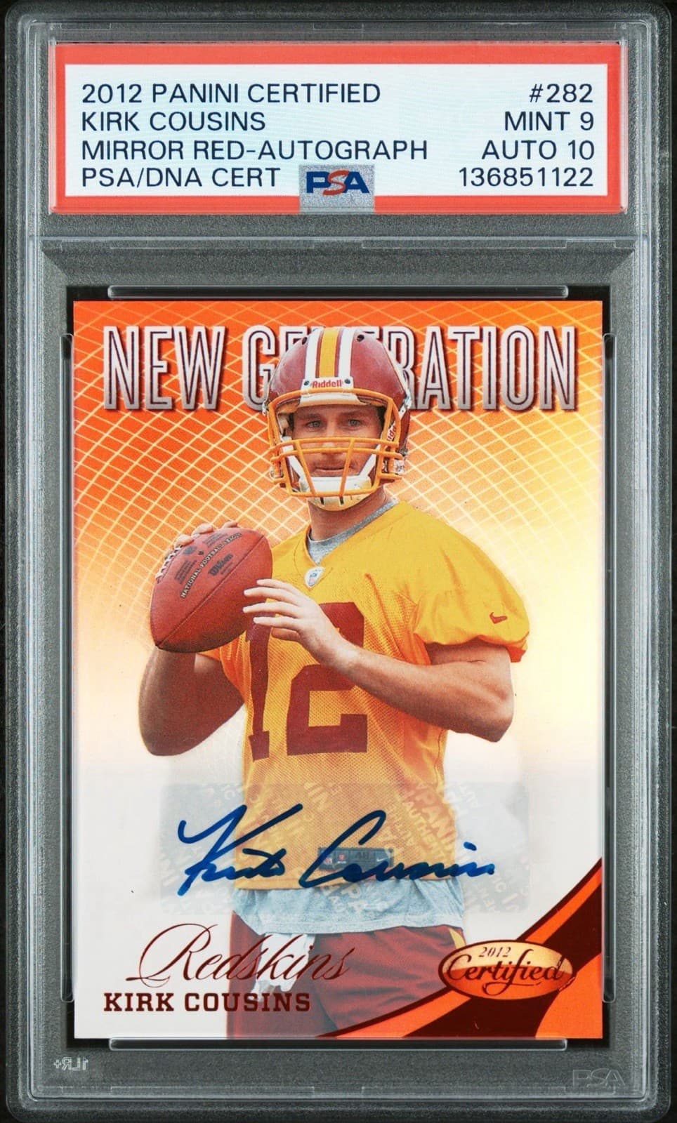 Kirk Cousins Panini Certified #282 Mirror Red