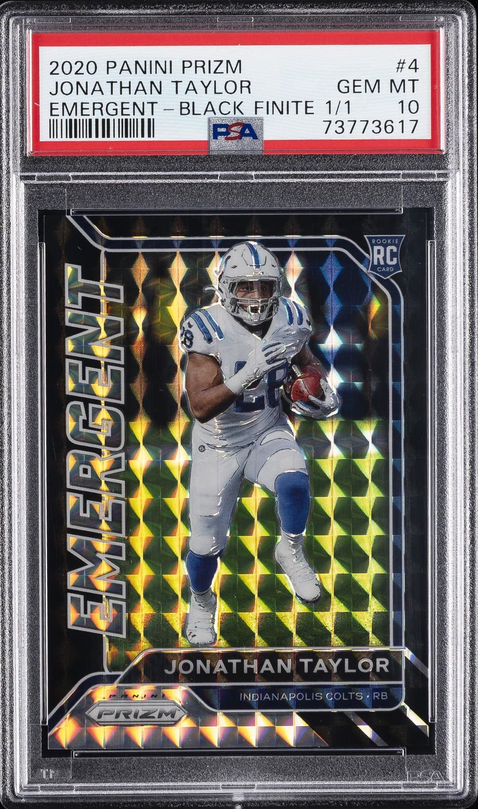 Jonathan Taylor Panini Prizm Emergent #4 Black Finite 1/1