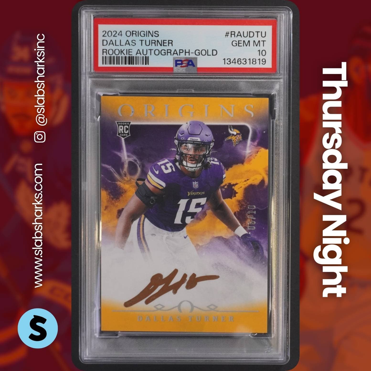 Dallas Turner Panini Origins Rookie Autographs #RAUDTU Gold