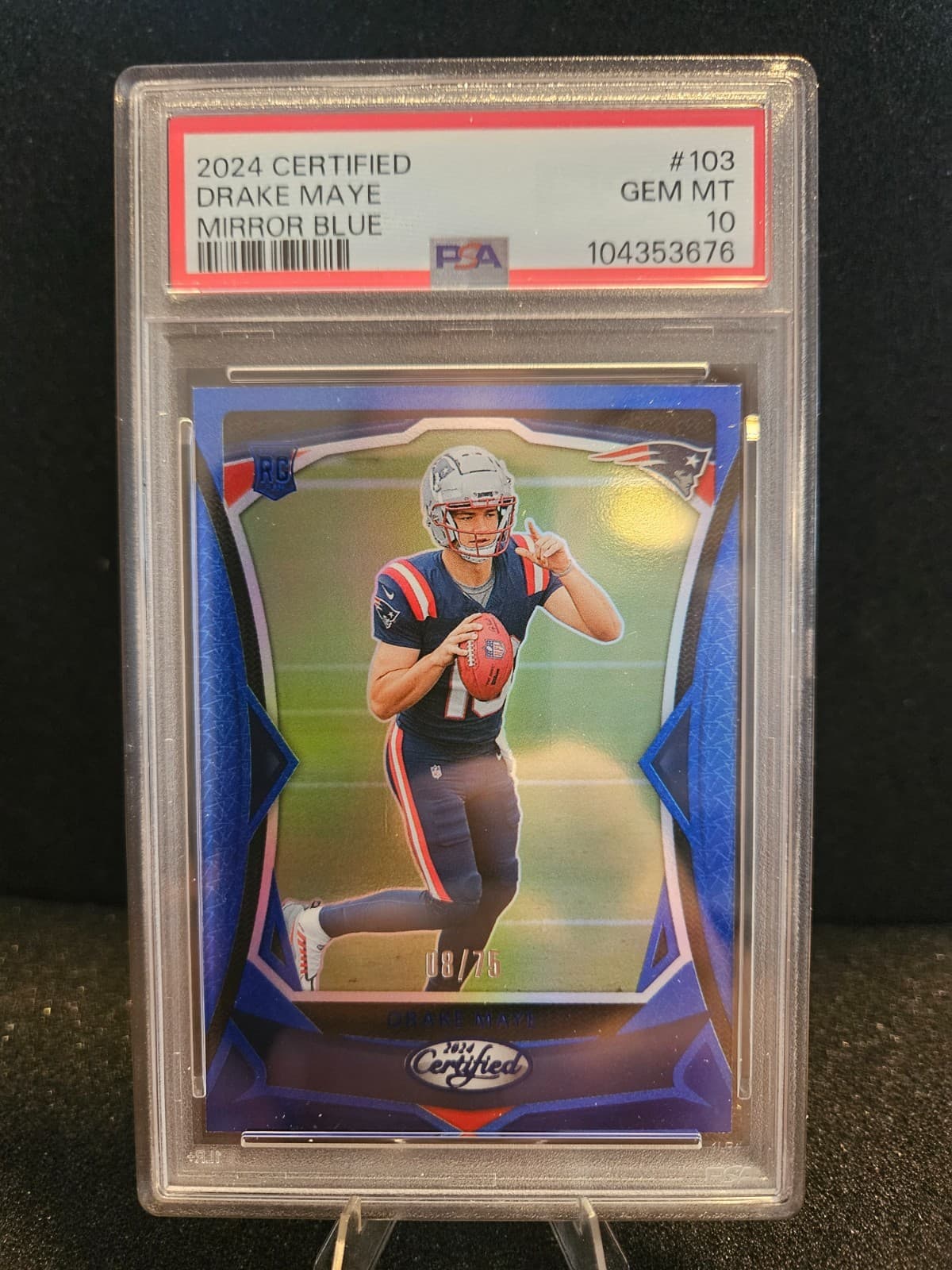 Drake Maye Panini Certified #103 Mirror Blue