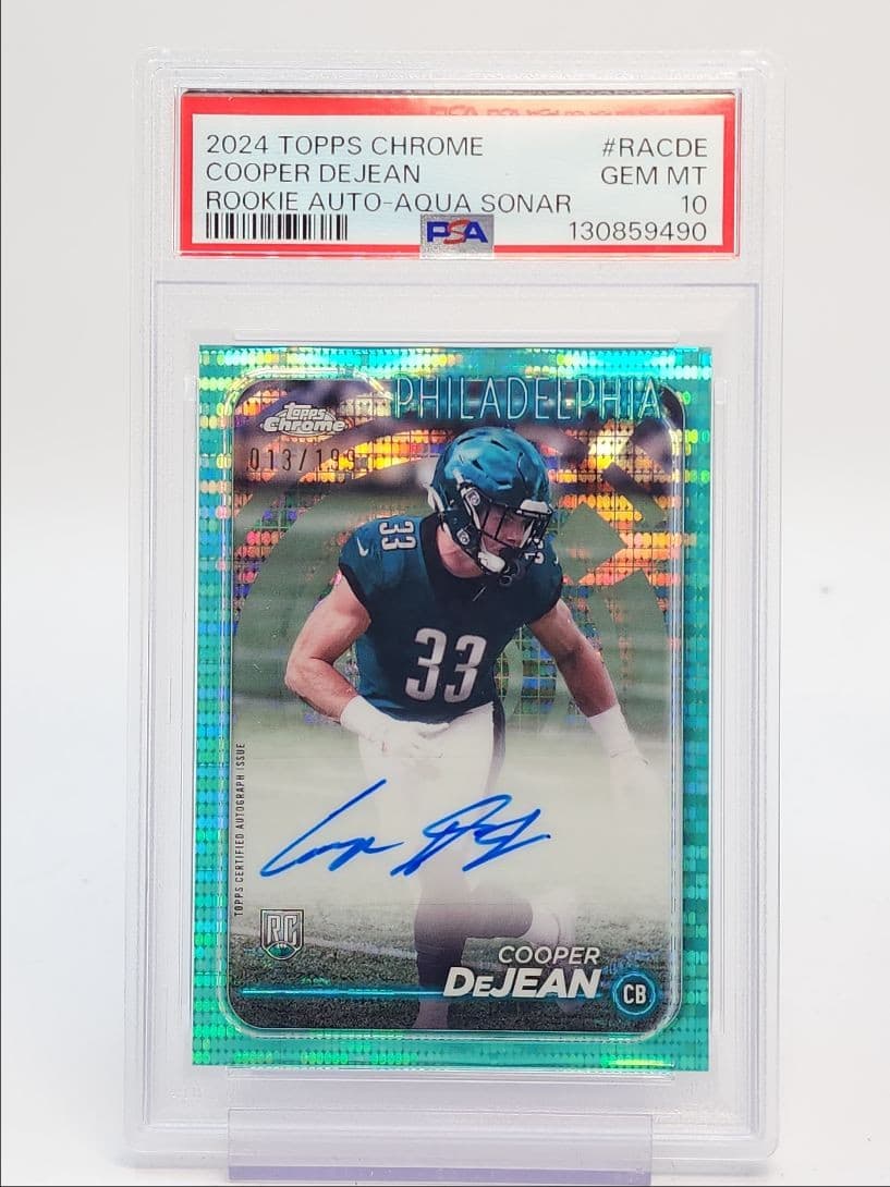 Cooper DeJean Topps Chrome Rookie Autographs Variations #RACDE Aqua Sonar