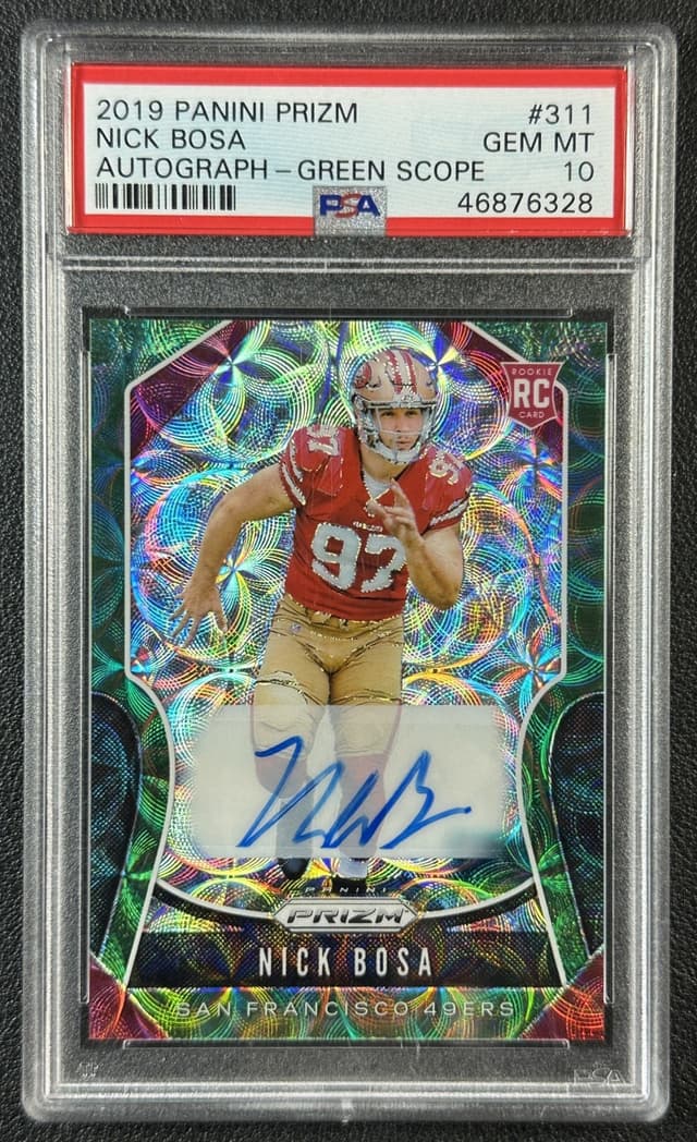 Nick Bosa Panini Prizm #311 Autograph-Green Scope