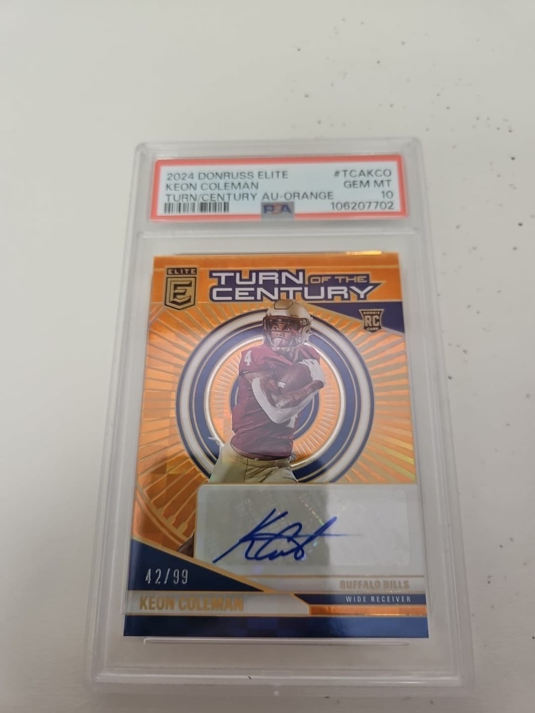 Keon Coleman Panini Donruss Elite Turn of the Century Autographs #TCAKCO Orange