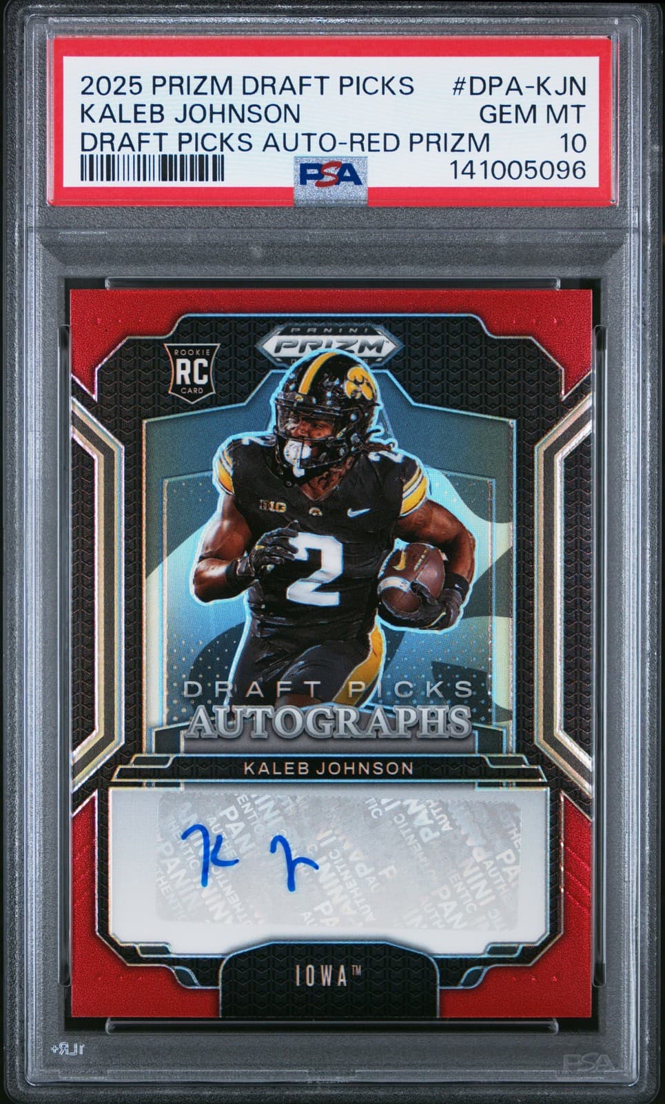 Kaleb Johnson Panini Prizm Draft Picks Draft Picks Autographs #DPAKJN Red Prizm