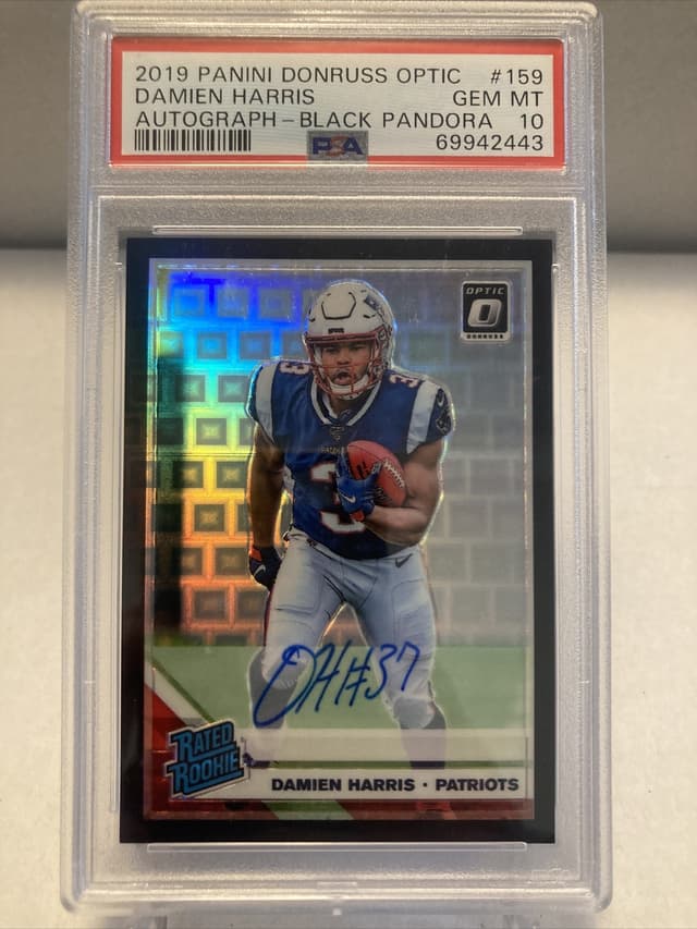 Damien Harris Panini Donruss Optic #159 Autograph-Black Pandora