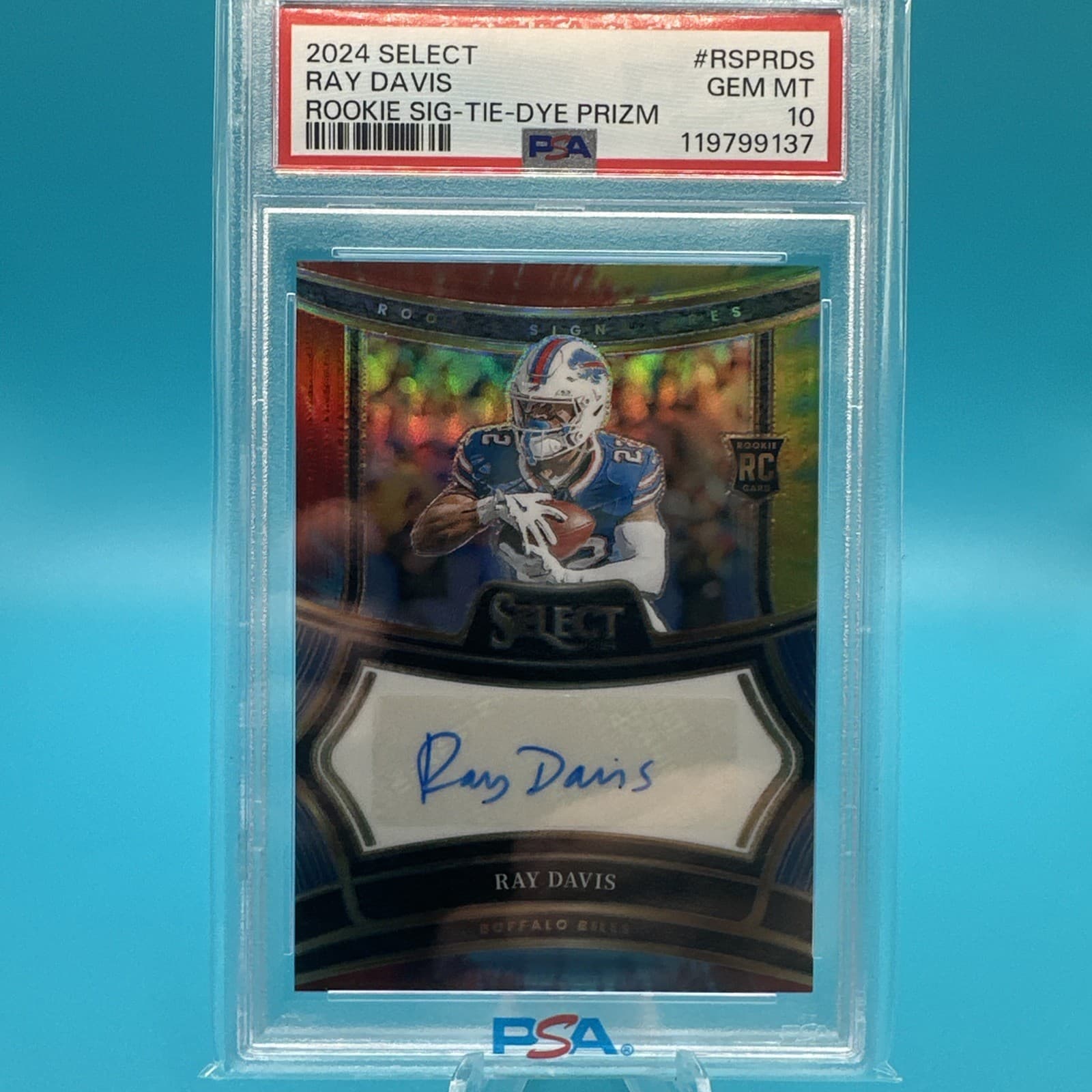 Ray Davis Panini Select Rookie Signatures #RSPRDS Tie-Dye Prizm