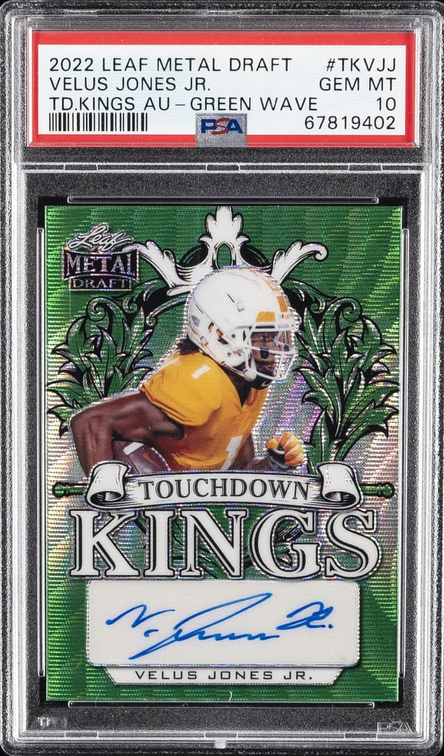 Velus Jones Jr. Leaf Metal Draft Touchdown Kings Autographs #TKVJJ Base