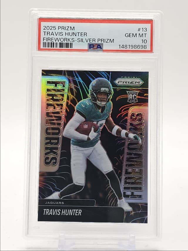 Travis Hunter Panini Prizm Fireworks #13 Silver Prizm