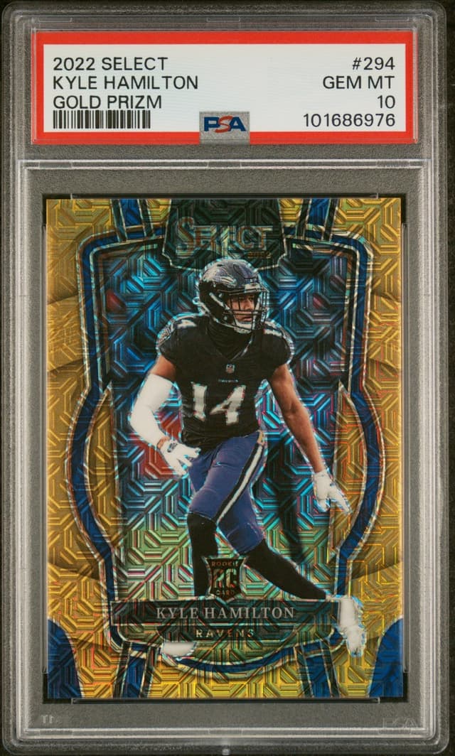Kyle Hamilton Panini Select #294 Gold Prizm
