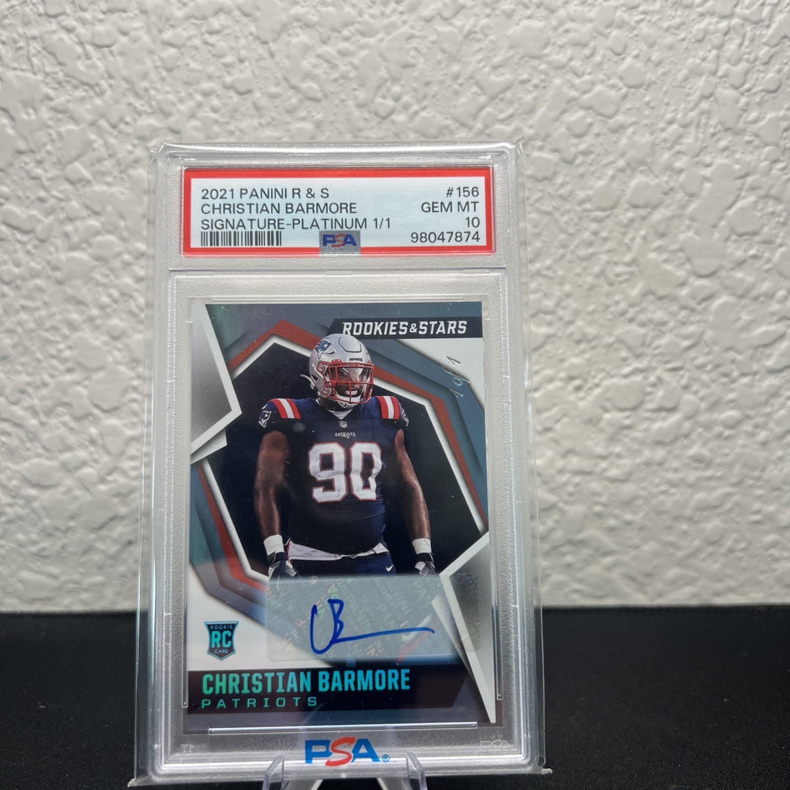 Christian Barmore Panini Rookies & Stars #156 Signature-Platinum 1/1