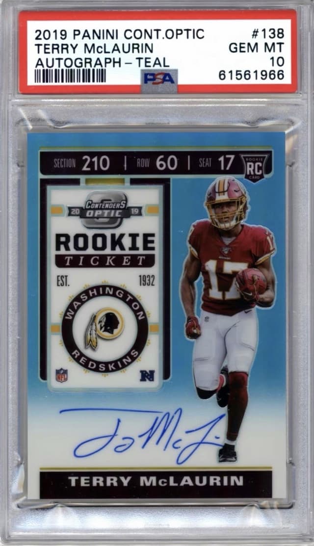 Terry McLaurin Panini Contenders Optic #138 Autograph-Teal