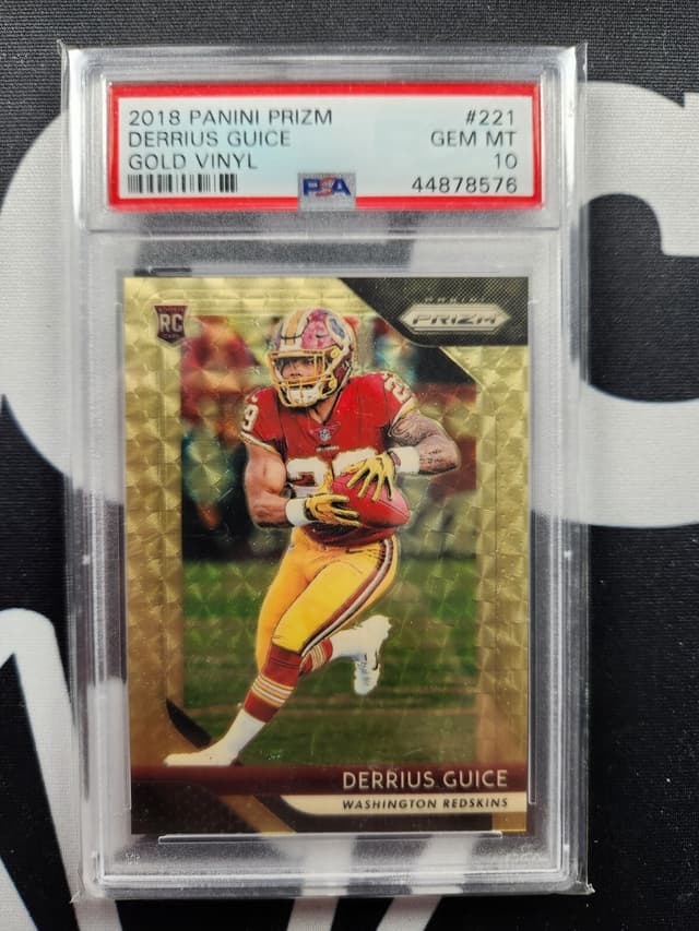 Derrius Guice Panini Prizm #221 Gold Vinyl