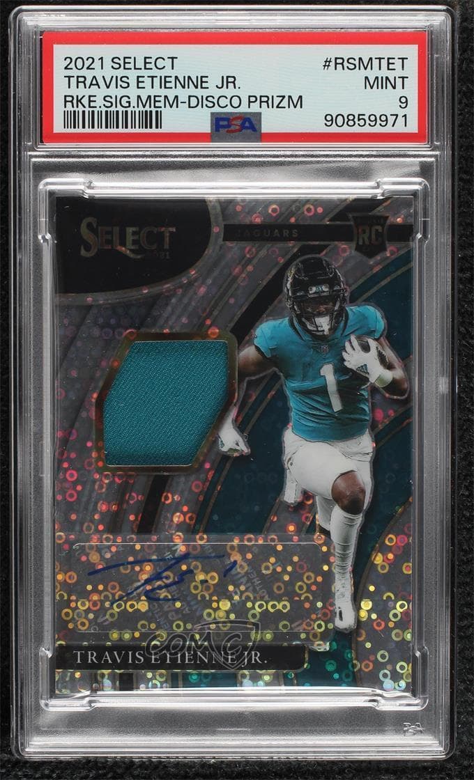 Travis Etienne Panini Select Rookie Signature Memorabilia #RSMTET Disco Prizm