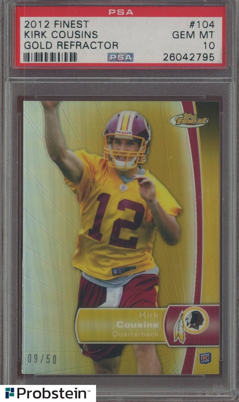 Kirk Cousins Finest #104 Gold Refractor