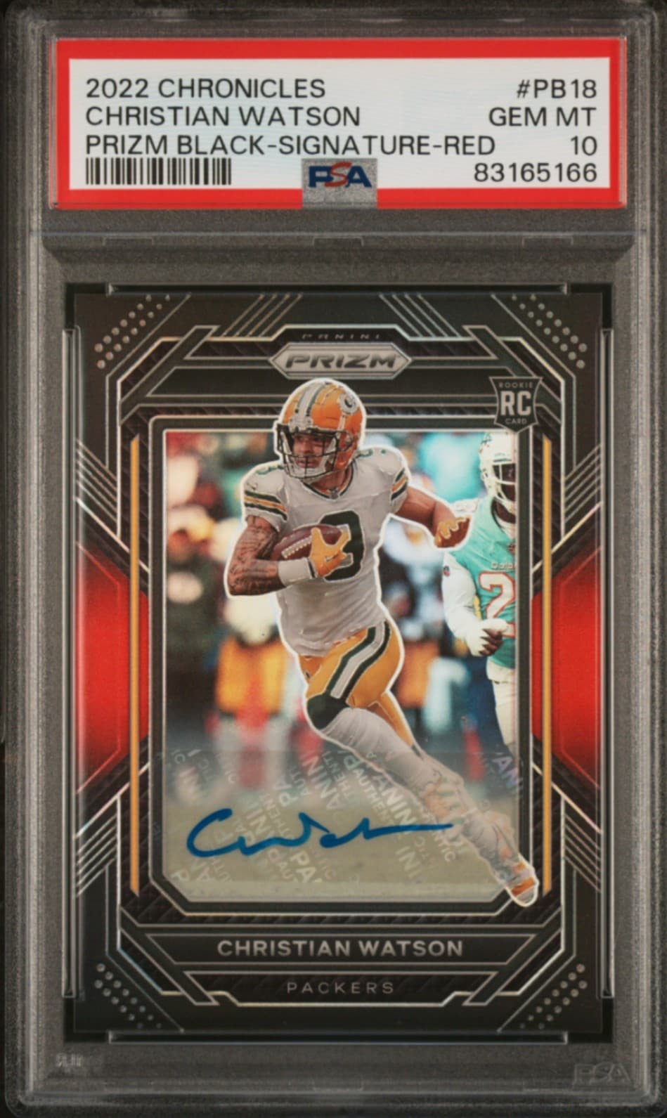 Christian Watson Panini Chronicles Prizm Black #PB18 Signature-Red