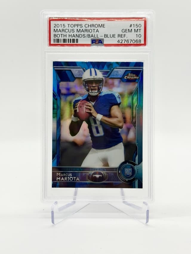 Marcus Mariota Topps Chrome #150 Throwing-Autograph-Blue Refractor