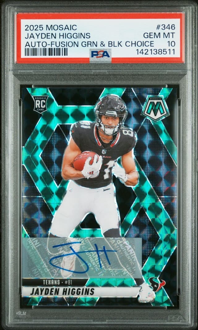 Jayden Higgins Panini Mosaic #346 Autograph-Fusion Green & Black Choice