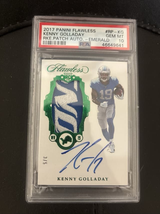 Kenny Golladay Panini Flawless Rookie Patch Autograph #RPKG Emerald
