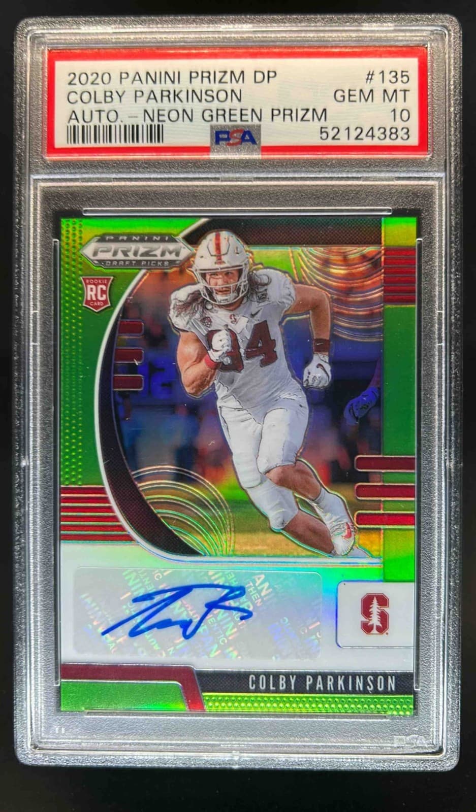 Colby Parkinson Panini Prizm Draft Picks #135 Autograph-Neon Green Prizm