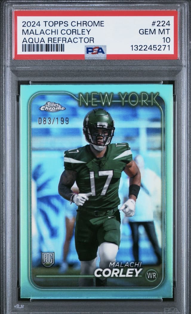 Malachi Corley Topps Chrome #224 Aqua Refractor