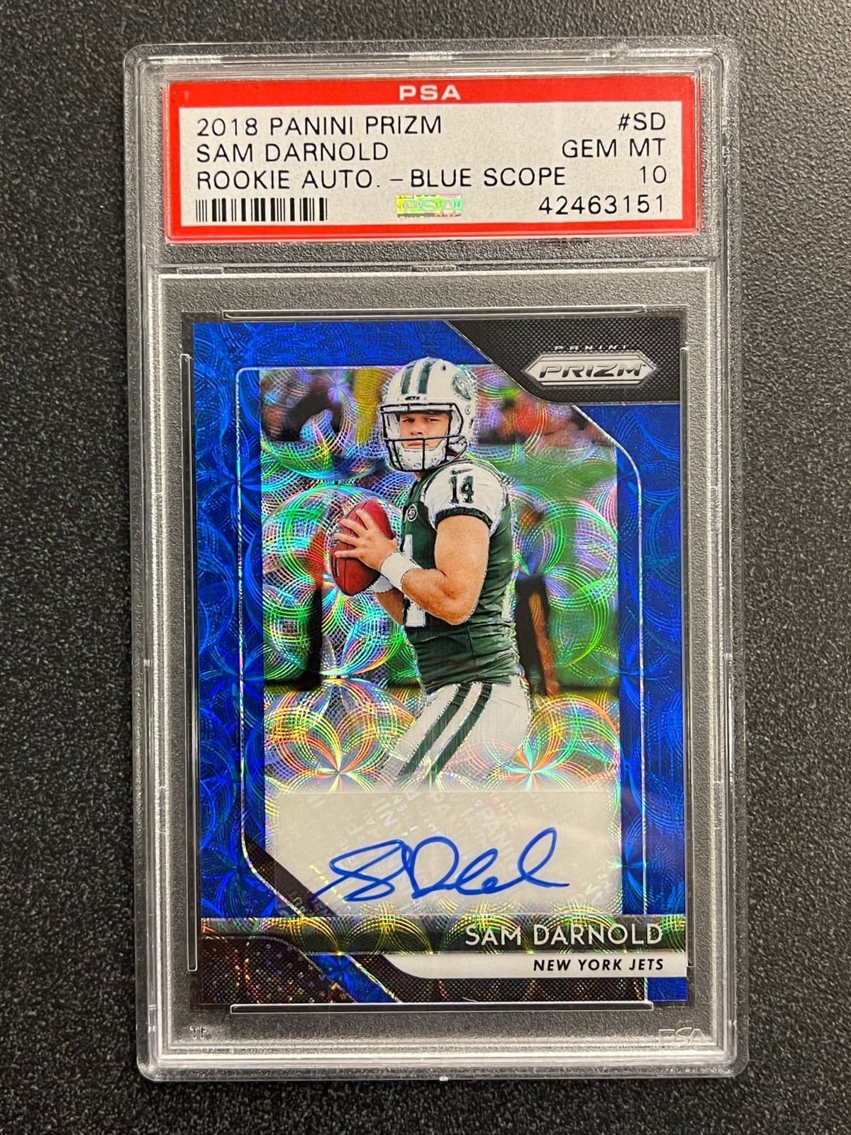 Sam Darnold Panini Prizm Rookie Autographs #SD Blue Scope