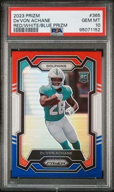 De'Von Achane Panini Prizm #365 Red/White/Blue Prizm