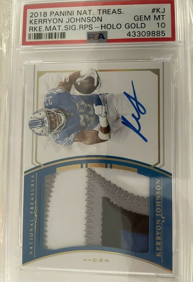 Kerryon Johnson Panini National Treasures Rookie Material Signatures Rps #RMSKJ Holo Gold
