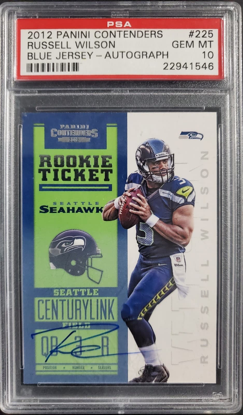 Russell Wilson Panini Contenders #225 Blue Jersey-Autograph